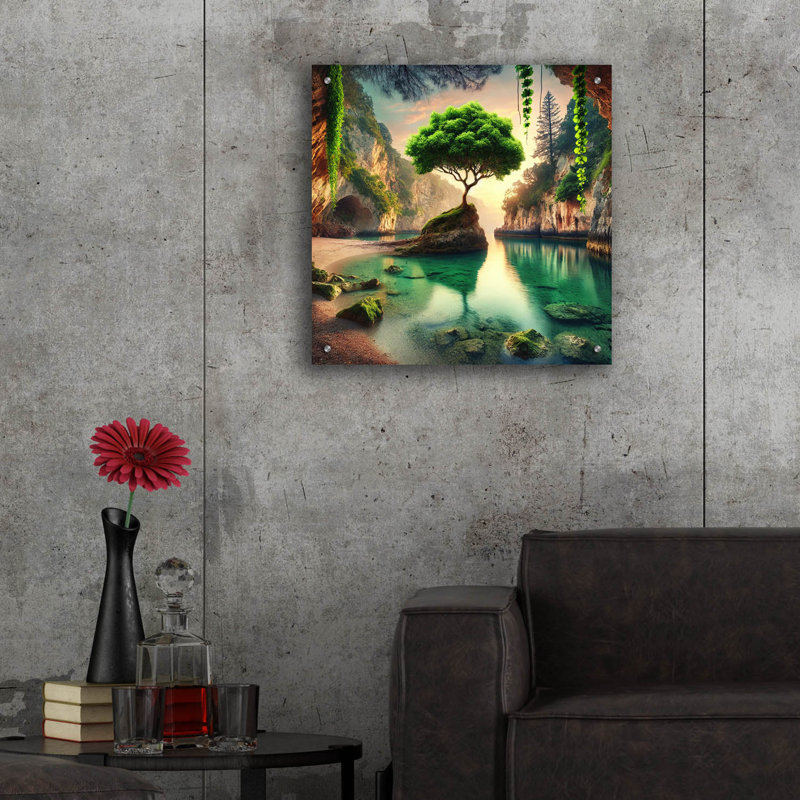  «Paradise Cove» par Rey Klimt, art mural en verre acrylique, 24 po x 24 po