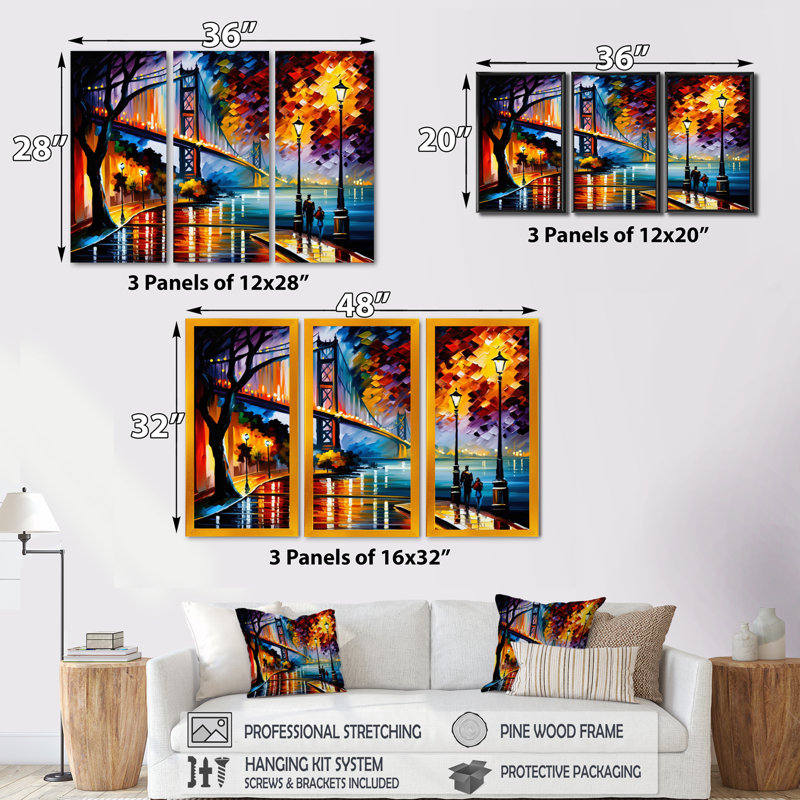 «Colorful San Francisco I», ensemble d'art mural sur toile Cityscapes, H 28 po x l 36 po x P 1 po, Encadré naturel