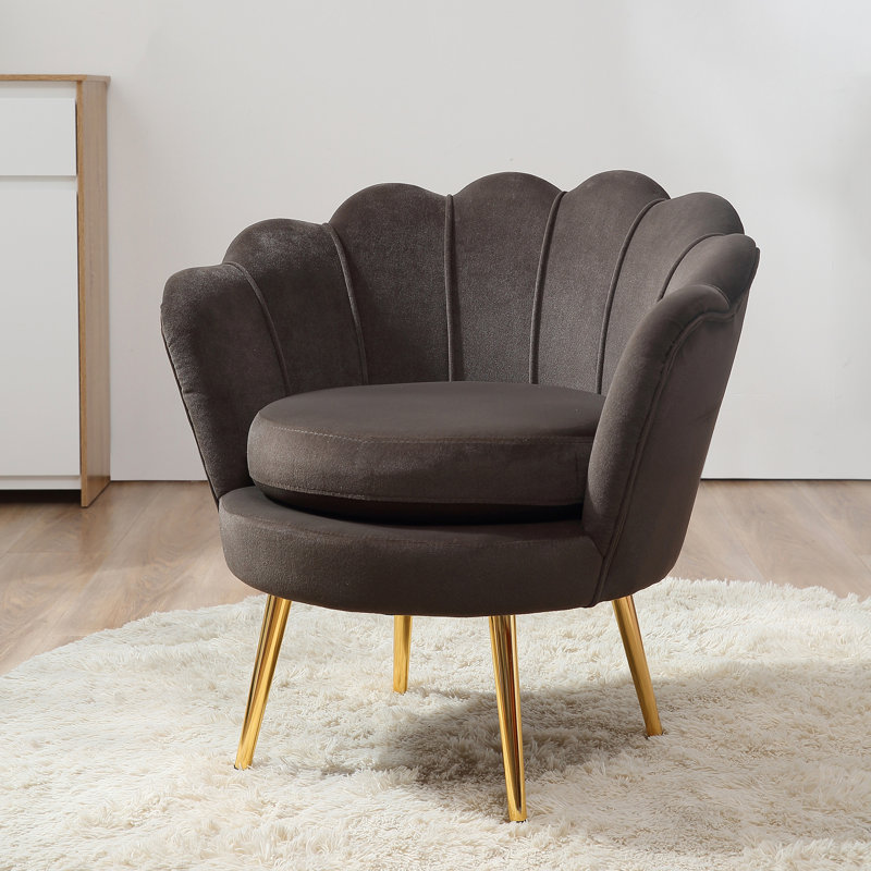 Upholstered Barrel Chair, Grey Polyester