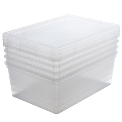 Simplify 4 Pack Stackable Storage Bins with Lids in Clear