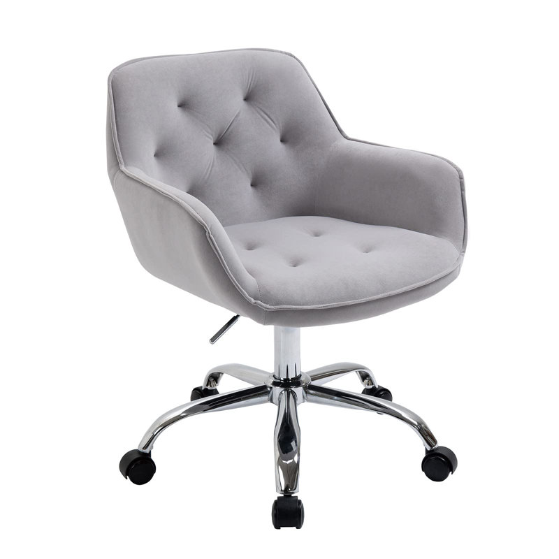 Keiran Velvet Office Chair, Grey