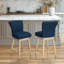 Tabouret de bar pivotant à 360 °, base en métal et en bois massif, mousse certifiée Certipur-US, tabourets en tissu de lin pour la maison / le bureau / la famille d'accueil / le café-1399671583-1399671581