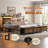 Farmhouse Bed Frame With 3 Storage Drawers Bench, Led Lights And Charging Station-154031510-154031511