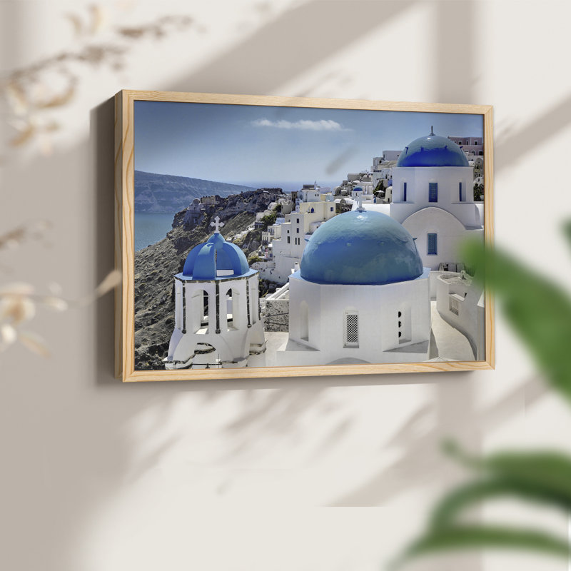 Santorini - Reproduction encadrée - samedi réversible, H 8 po x l 10 po, Naturel