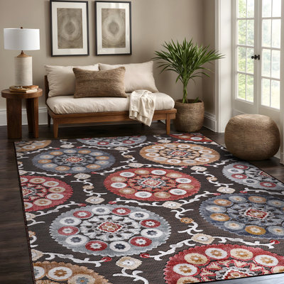 Chartier Brown/Red/Gray Indoor/Outdoor Rug