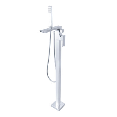 Single Handle Floor Mounted Freestanding Tub Filler - Solid Brass Construction, 360° Swiveling Spout, Finish, Rust & Corrosion With Composed Spout Soft Spring Resists Rust, Corrosion, And Tarnish