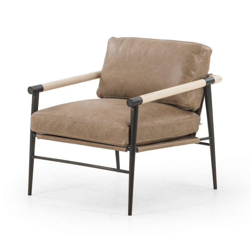 Rowen Leather Armchair, Sheepskin Camel Sherpa