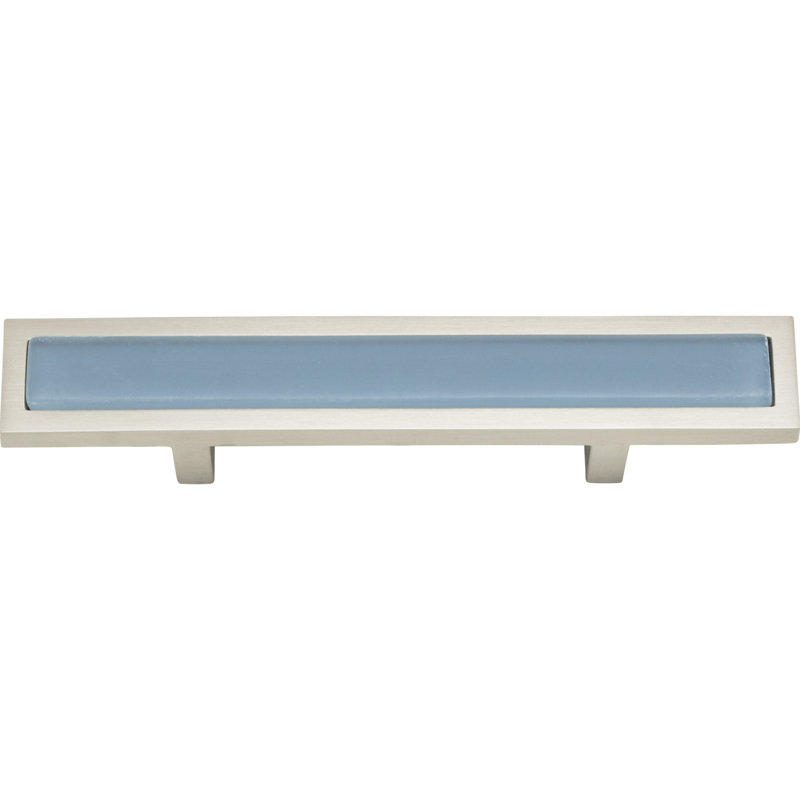 Spa 3" Center to Center Bar Pull, Brushed Nickel/Blue