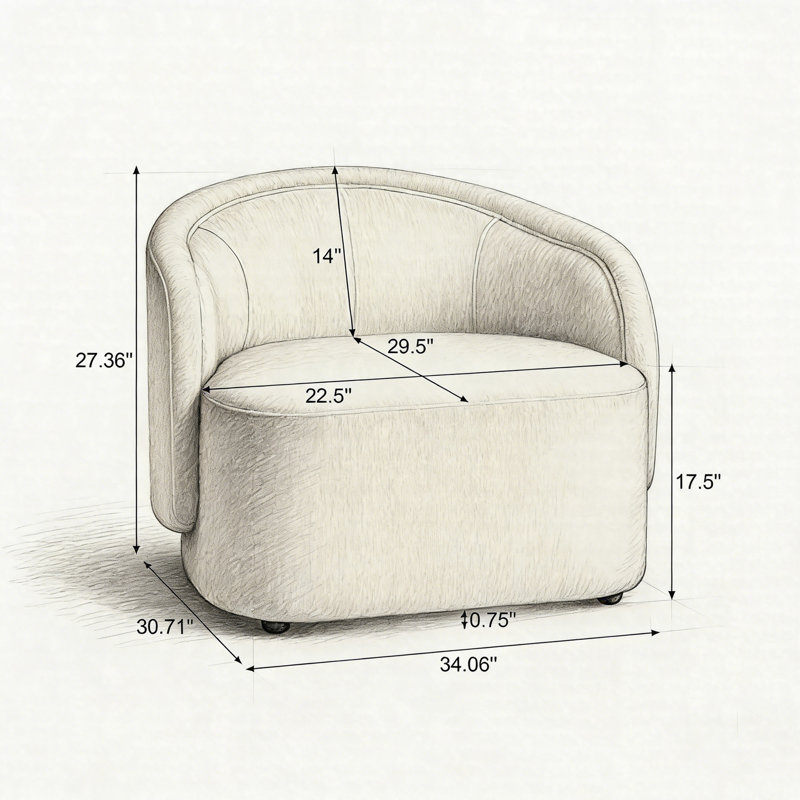 Chaise d'appoint courbée moderne pour le salon avec siège rembourré, Beige