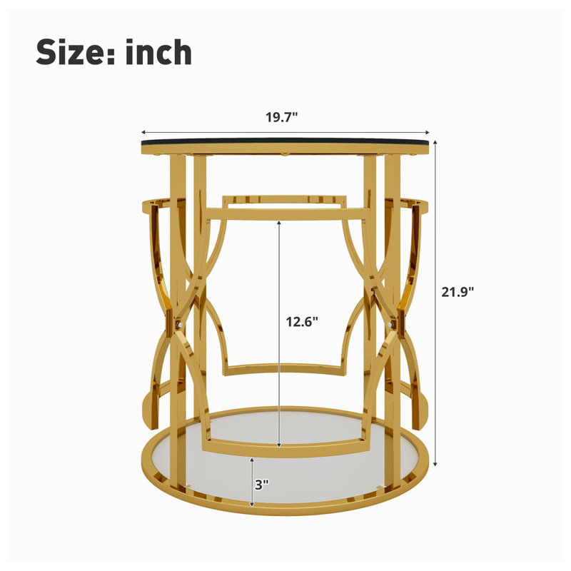 19.7 " W Stainless Steel Open Shelf Nightstand