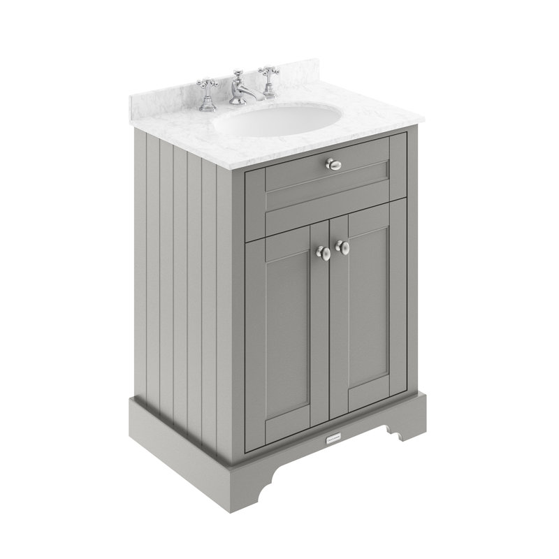 Old London 600mm Free-Standing Vanity Unit, Black, Storm Grey