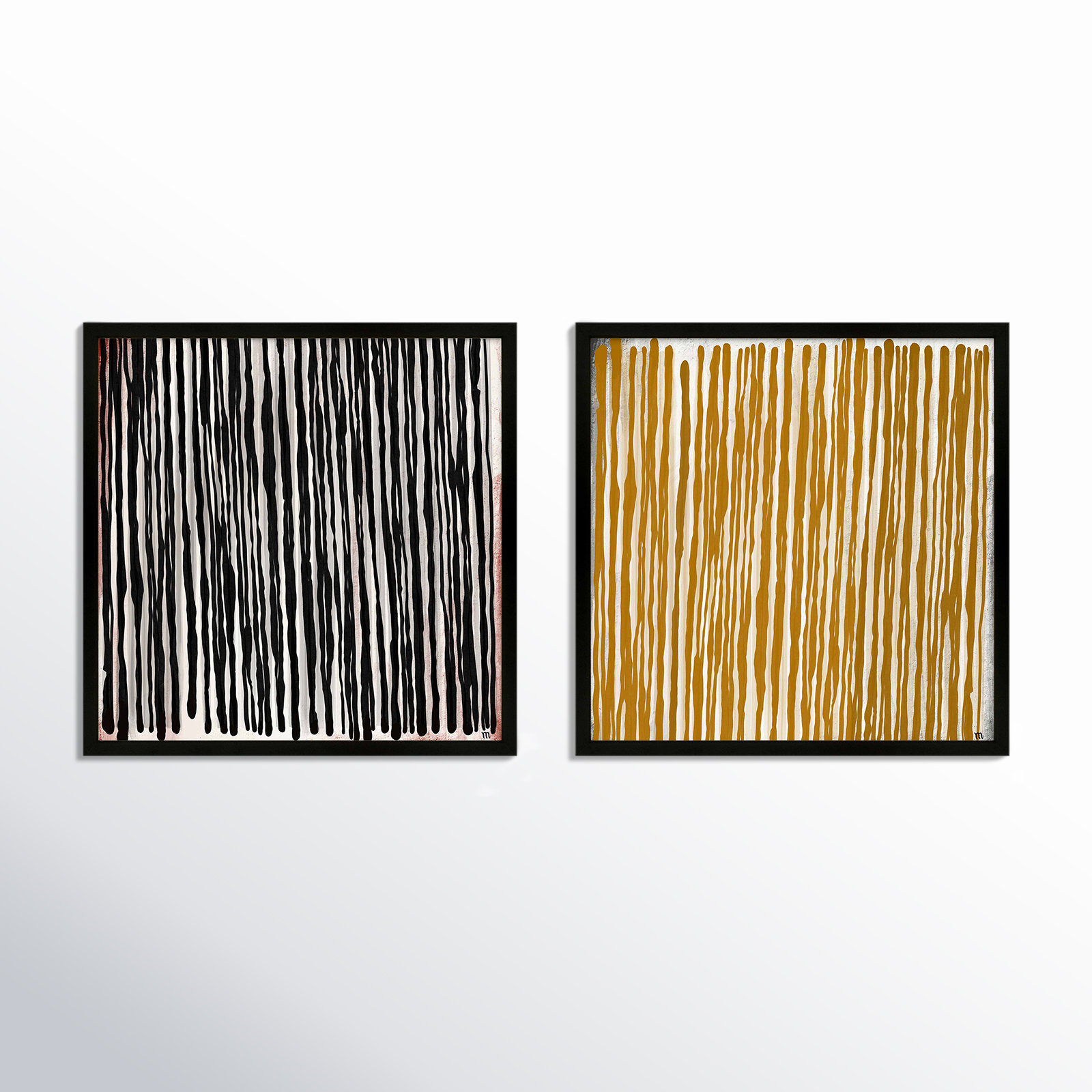 Waterfall by Marco Marella For Studio M, 16" H x 16" W, Black Paper Framed