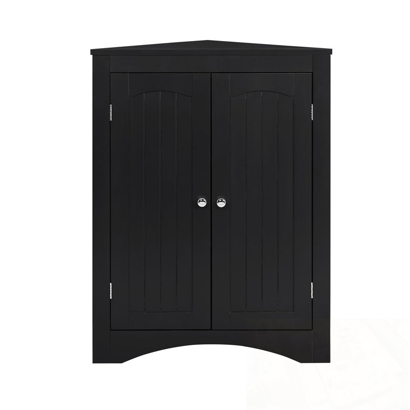 Armoire de coin de salle de bain avec portes et tablettes