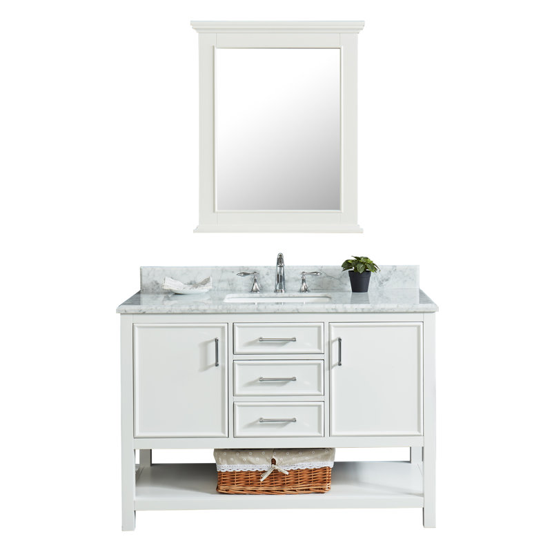 Mauriello Wood Wall Mirror, Soft White