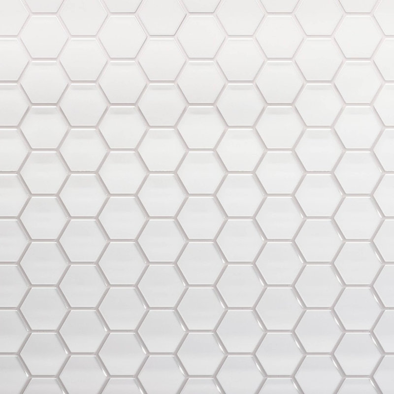 Carreau de mosaïque en verre 3 po 10,25 po x 11,75 po Beehive, Ivoire doux brillant