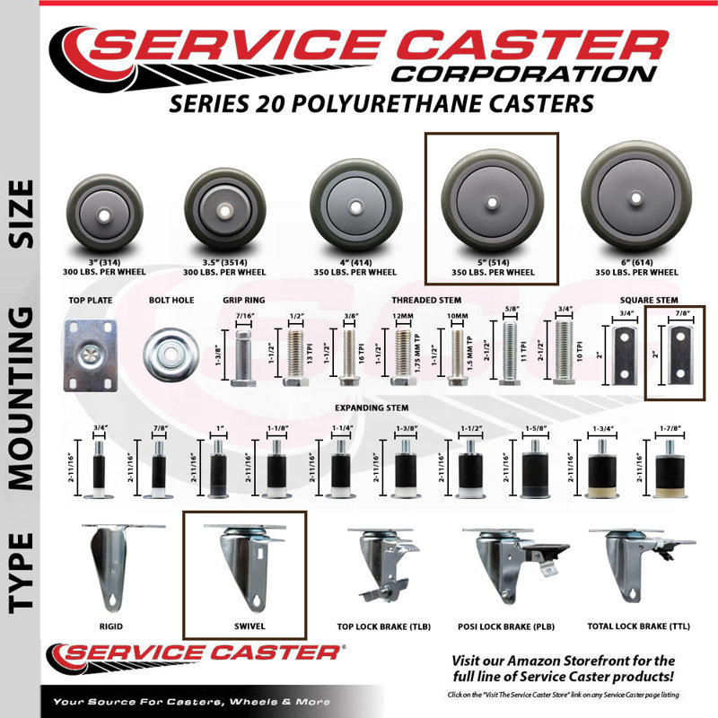 Polyurethane Caster, Gray