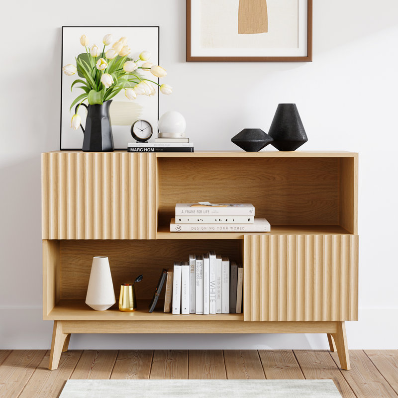 Modern Rectangular 100cm 2-Door Sideboard with Storage, Oak