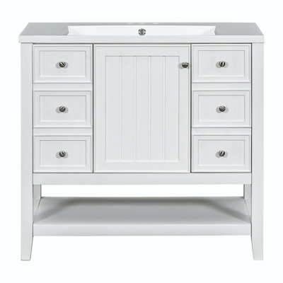 Meuble-lavabo simple 36 po avec comptoir en céramique Jayleanna