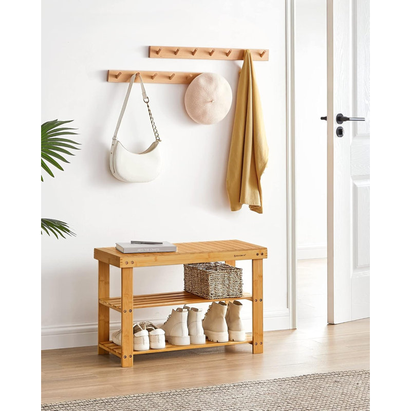 Three-Tiered Bamboo Shoe Rack Bench - Thumbnail 3