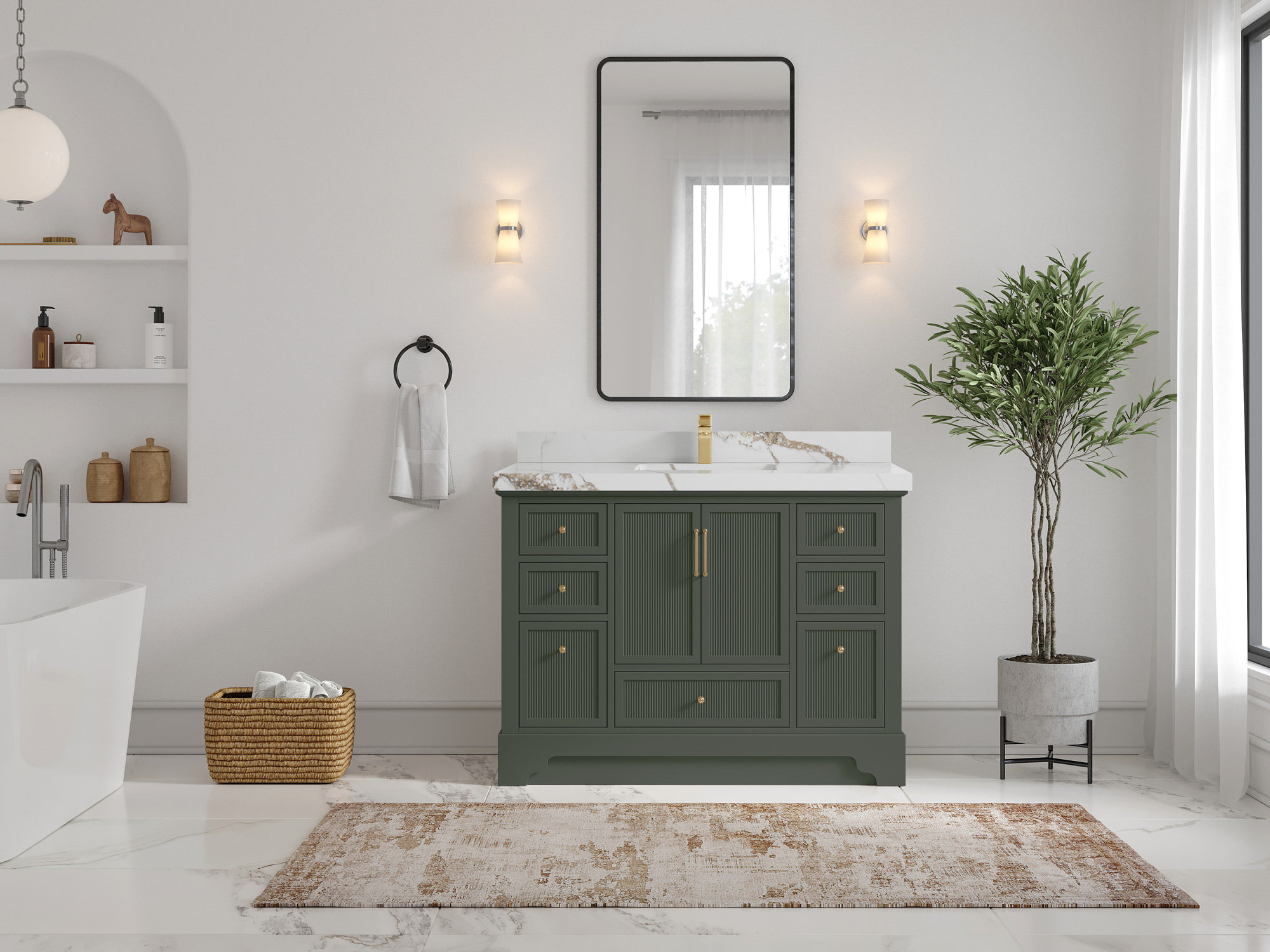 Willow Collections Alys 48'' Single Bathroom Vanity with Quartz Top ...