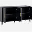 Table d'appoint U_Style de 63,1 po à 4 bandes verticales ondulées avec armoire de rangement élégante, pieds en bois massif peint, poignées en métal, convient au restaurant, au salon, à la cuisine ou au vestibule (noir)