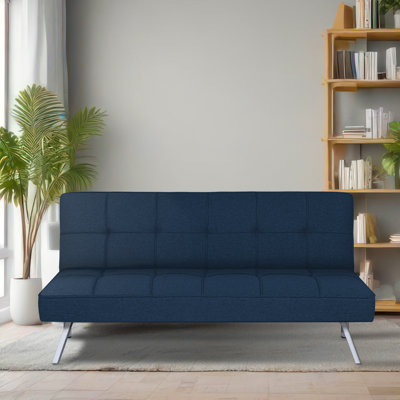 Futon convertible en tissu avec lin Harvyn 66,14 po