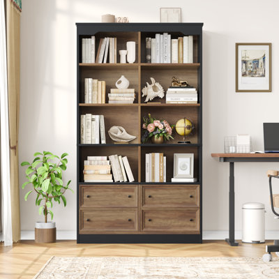 Kirklyn 6-Tier Standard Bookcase with 4 Drawers