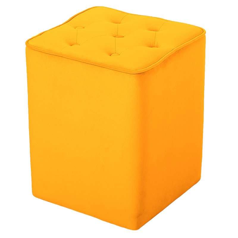 Hepler 40cm Wide Velvet Tufted Square Solid Colour Pouffe Ottoman, Turmeric