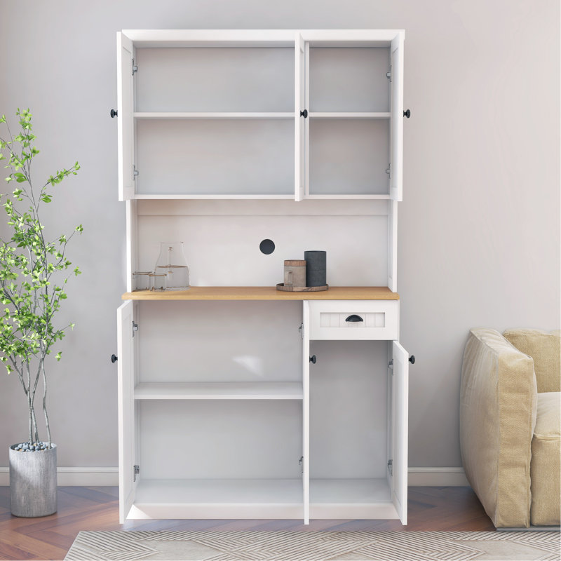 White Kitchen Furniture Cabinet, 71" With Adjustable Storage Shelves, 6 Doors, 1 Drawer, Modern Style For Home Pantry Freestanding Pasta Storage, Doors And Drawer -