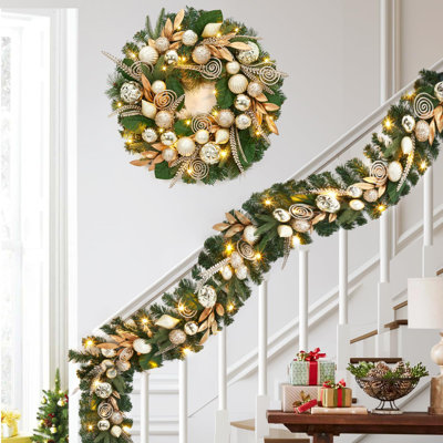 6Ft Gold Leaf Garland – 20 LEDs, 8 Modes & Timer for Mantel or Banister