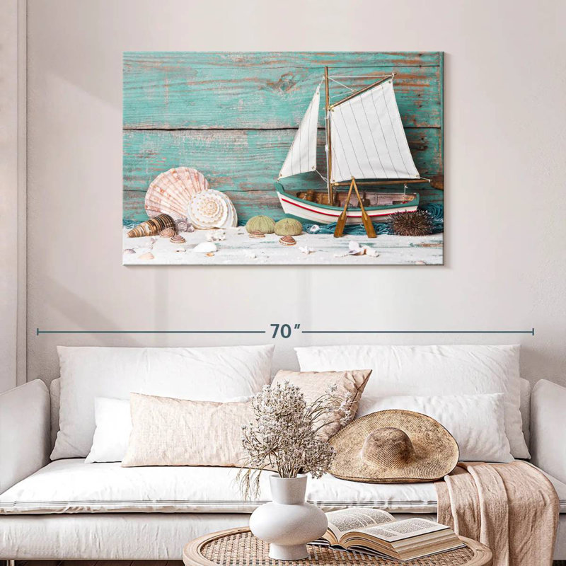 Sailboat and seashells Aletra, H 30 po x l 45 po