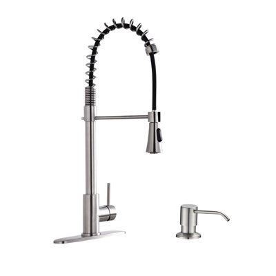 Single Handle Spring Kitchen Faucet With Pull Down Sprayer