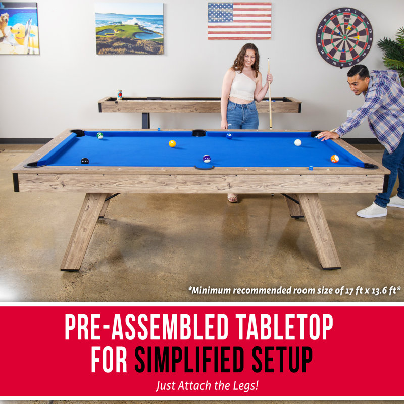 Table de billard 8 pi avec finition en bois rustique GoSports - Table de billard avec accessoires, Bleu, Brun