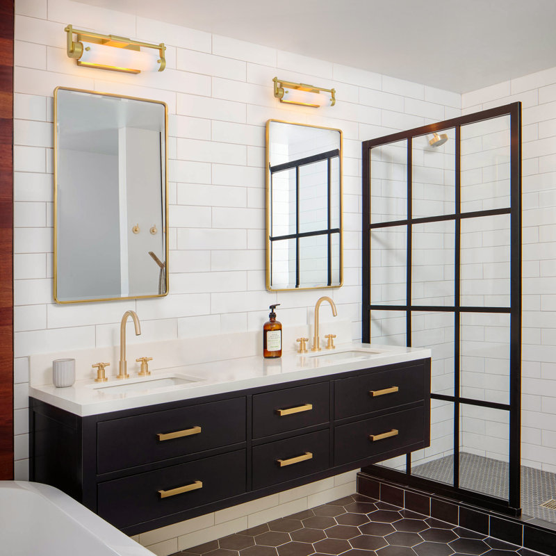 2-Light Modern Half-Cylinder Acrylic Shade Wall Sconce with Brushed Gold Finish