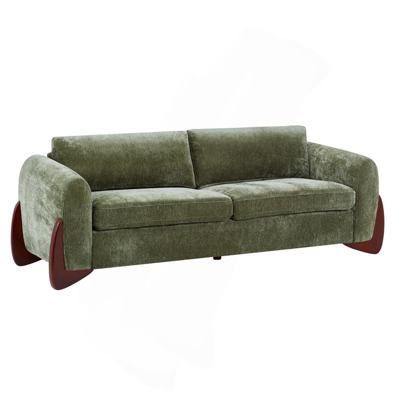 Canapé avec revêtement en tissu texturé, Vert olive