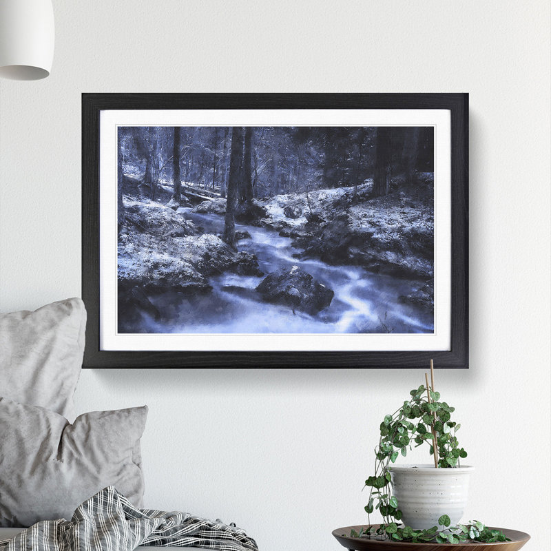 Forest Stream Vol.1 - Framed Print, 48cm H x 65cm W x 2cm D, Black Framed