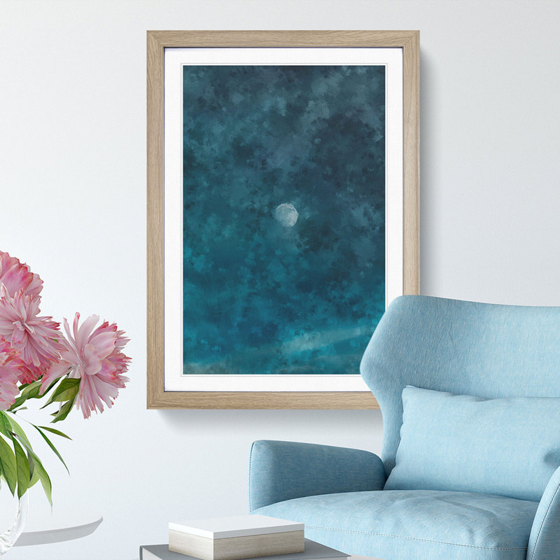 High Moon - Picture Frame Painting Print, Oak Framed, 45cm H x 33cm W x 2cm D