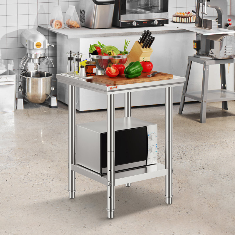 Table de préparation de cuisine commerciale en acier inoxydable 24 po x 24 po