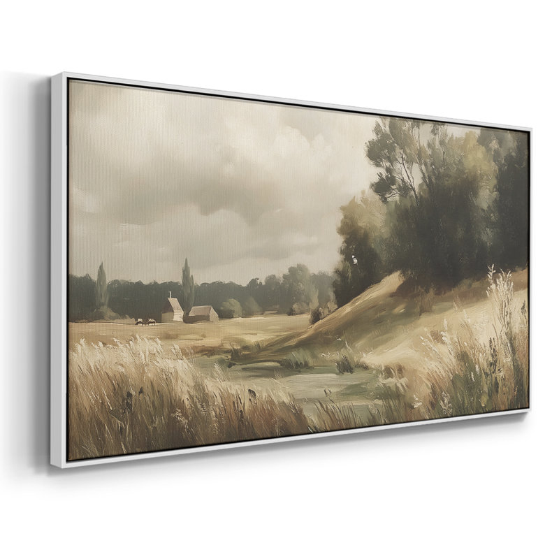 Série paysage - Lxxvi - Toile tendue avec châssis, prête à accrocher, H 21 po x l 41 po, Blanc