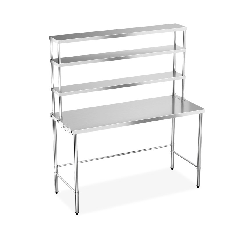 47 X 24 In. Stainless Steel Table Open Base Prep Table With Overshelf