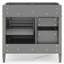 Armoire de salle de bain 36 po, minimaliste moderne avec 2 tiroirs et tiroir rabattable. Bois massif et gris. Étagère ajustable H 33 po x l 18 po, rangement dissimulé. Poignée rétro. Style caché facile à construire-1094393259