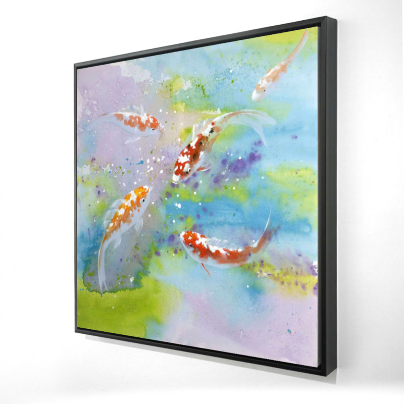 "Quatre poissons koi nageant" sur toile