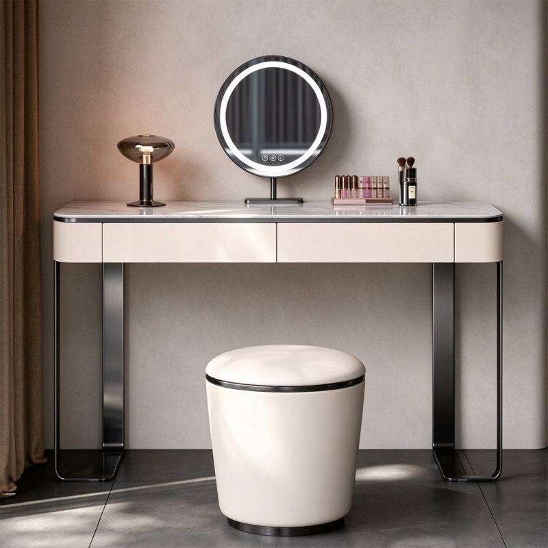 Coiffeuse 31,5 "avec miroir de maquillage, H 29,92 po x l 31,5 po x P 16,93 po