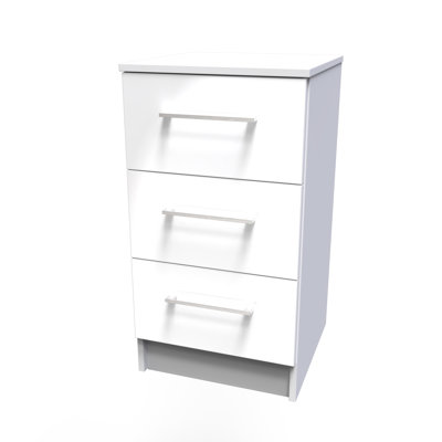 Fully Assembled Louberta 3 Drawer Bedside Cabinet