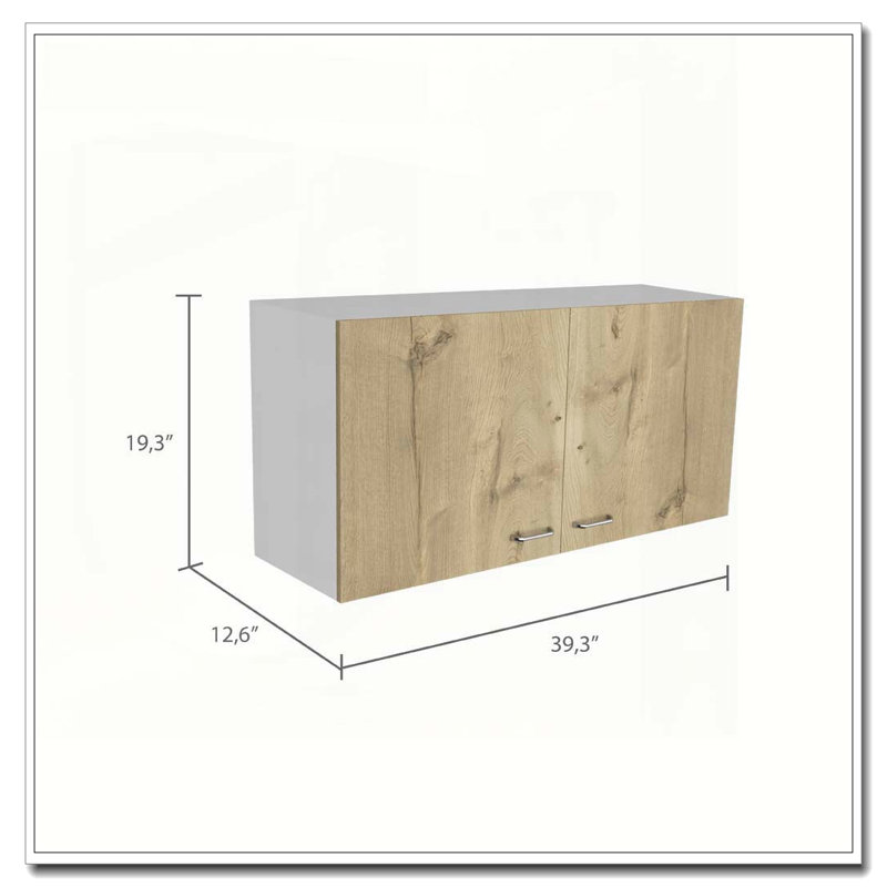 Armoire murale rectangulaire 2 portes blanche et chêne clair