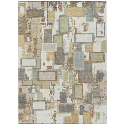 Machine Washable Indoor/Outdoor Boruta ACN2246 Geometric Rug