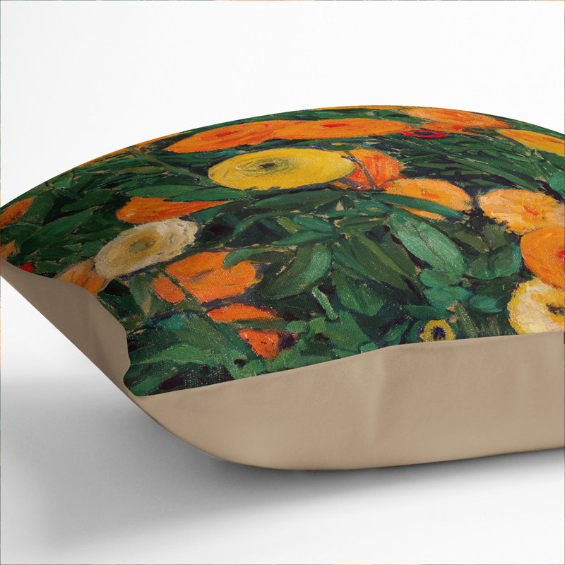 Marigolds Square Throw Cushion, Stone, 55cm H x 55cm W x 20cm D