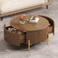 Table basse ronde moderne avec 2 grands tiroirs de rangement, brun, 31,5 po-1587688721