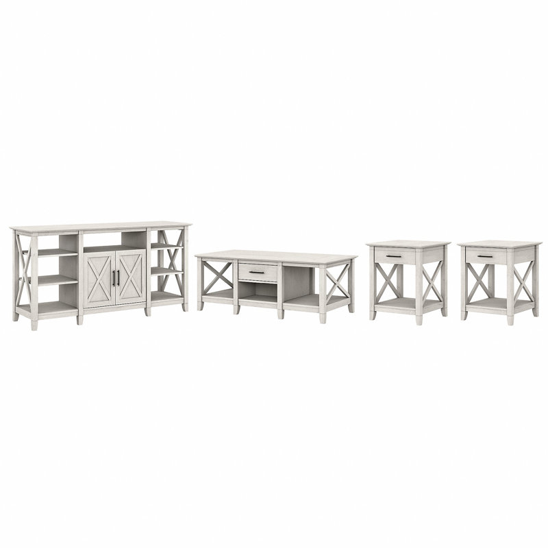 Ensemble de tables basses 4 pièces Huckins, Lin chêne blanc