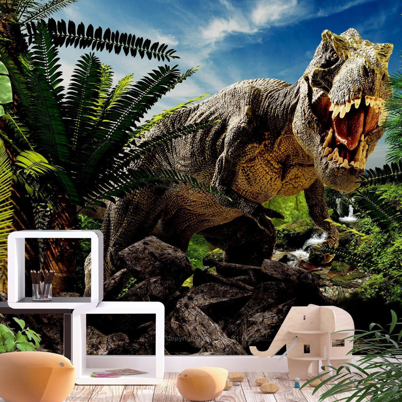 Dinosaur Wallpaper Wall Mural - Angry Tyrannosaur, 82" L x 118" W